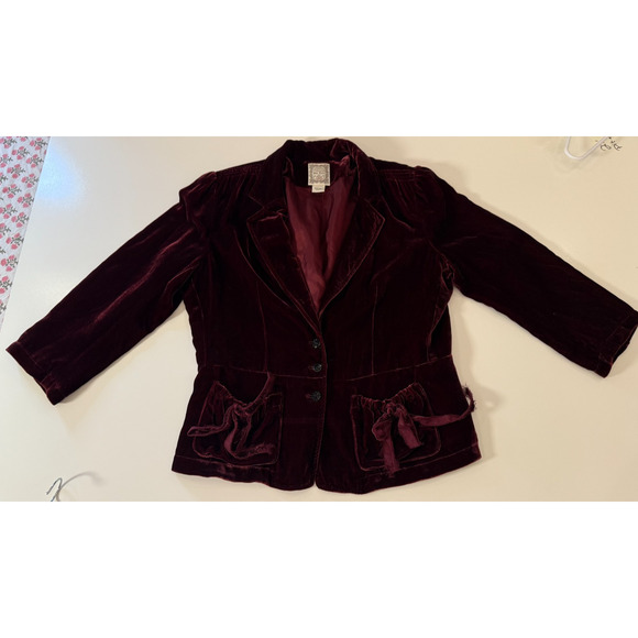 Vtg womens Polo Ralph Lauren Velvet Blazer Christmas Victorian Goth Sz L - Picture 8 of 10